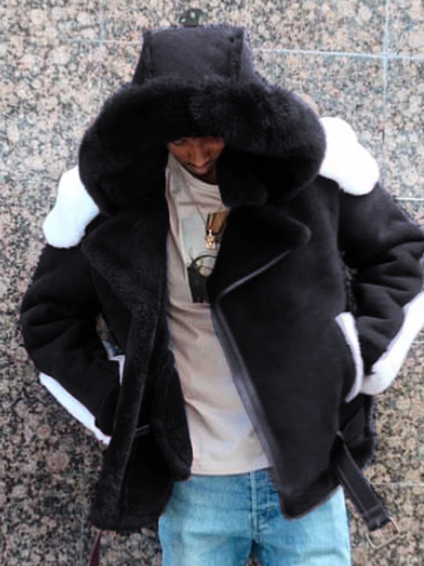 Damen luxuriöse Lammfelljacke mit abnehmbarer Kapuze und kuscheligem Innenfutter Drune