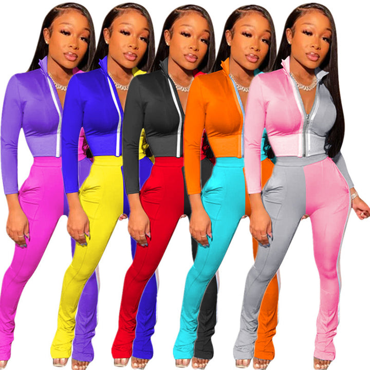 Damen Jumpsuit mit hohem Kragen und eleganten Seitenschlitzen Drune
