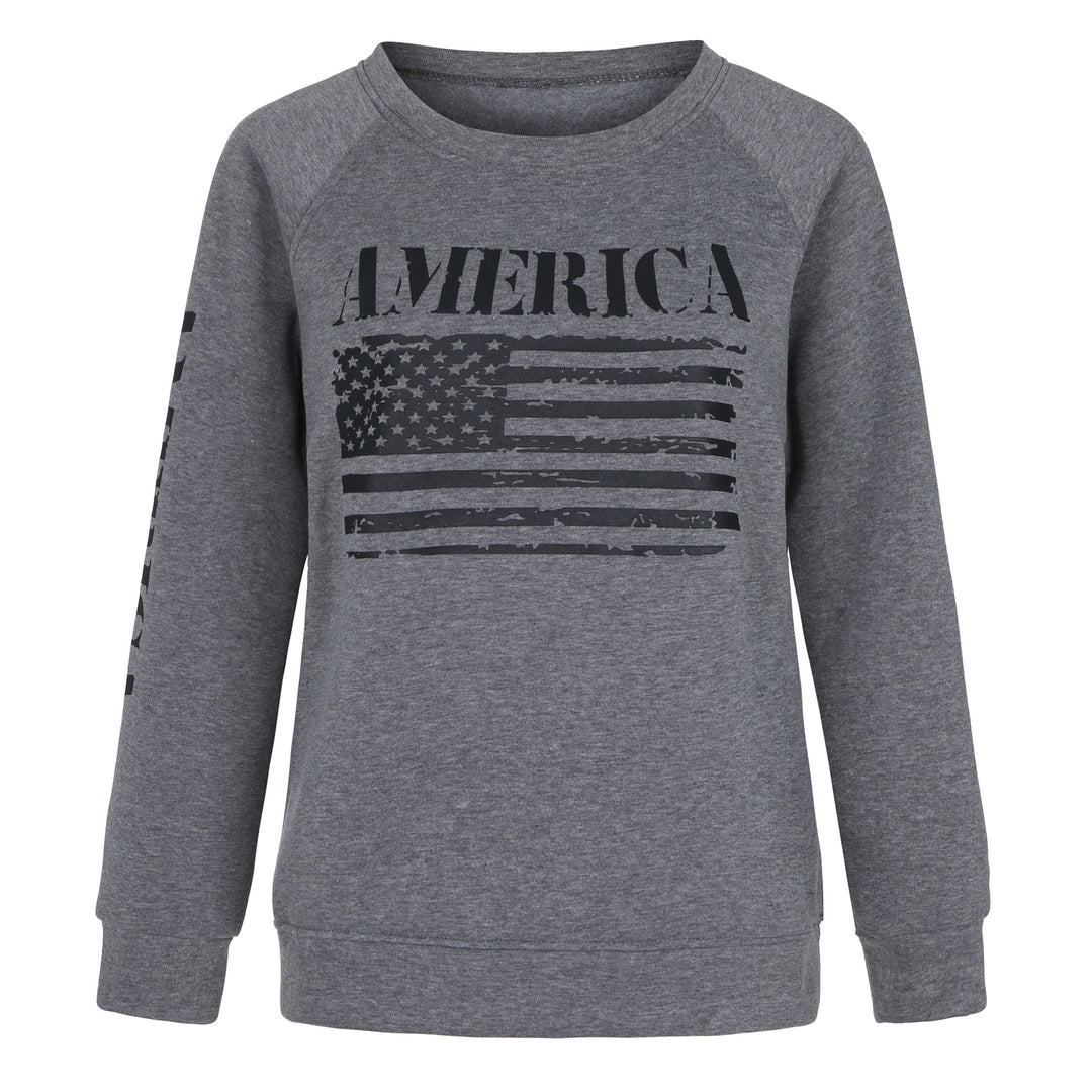Damen Sweatshirt mit Raglanärmeln und Vintage‑Flaggenprint Drune