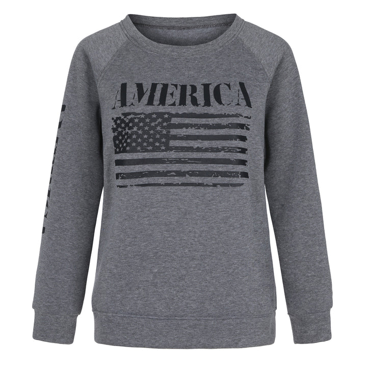 Damen Sweatshirt mit Raglanärmeln und Vintage‑Flaggenprint Drune