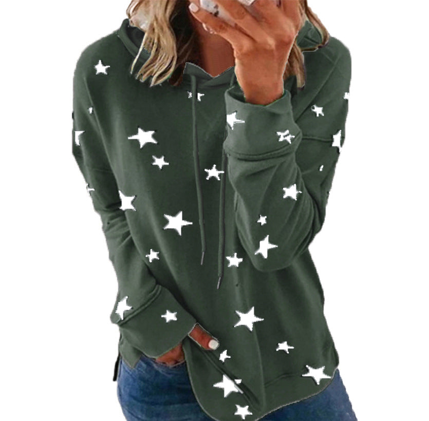 Damen Oversize-Kapuzenpullover aus weichem Baumwollmix mit Sternenprint Drune