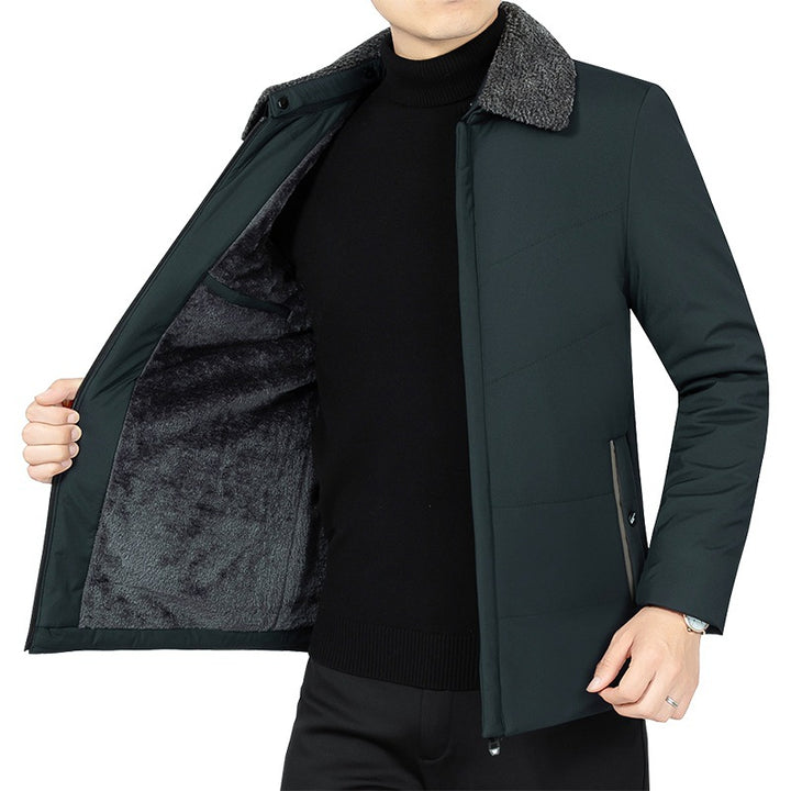 Herren Wattierte Winterjacke mit weichem Plüschfutter, Stehkragen und schmaler Steppung Drune