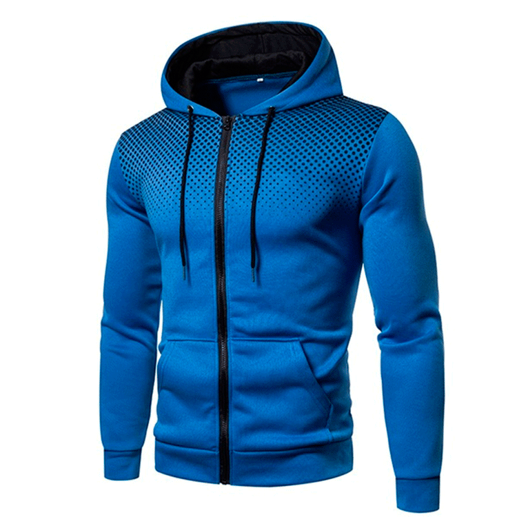 Herren sportiver Kapuzenpullover mit durchgehendem Reißverschluss, kontrastierendem Innenfutter und atmungsaktivem Punktmuster Drune