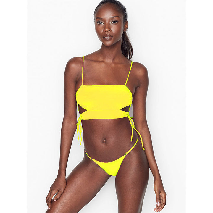 Damen Crop-Bikini-Set mit modernem Cut-Out und verstellbaren Trägern Drune