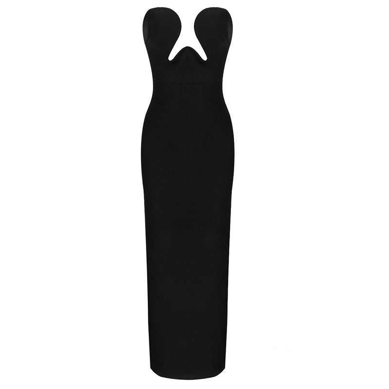 Damen Elegantes Maxikleid mit innovativem Ausschnitt und figurbetontem Design Drune