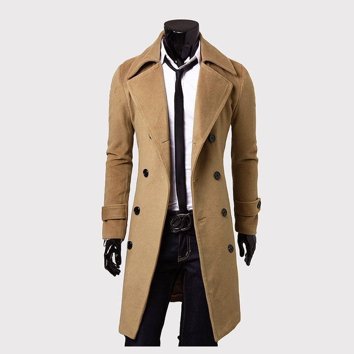 Herren nan eleganter doppelreihiger Mantel mit schmaler Taillierung und breitem Revers Drune