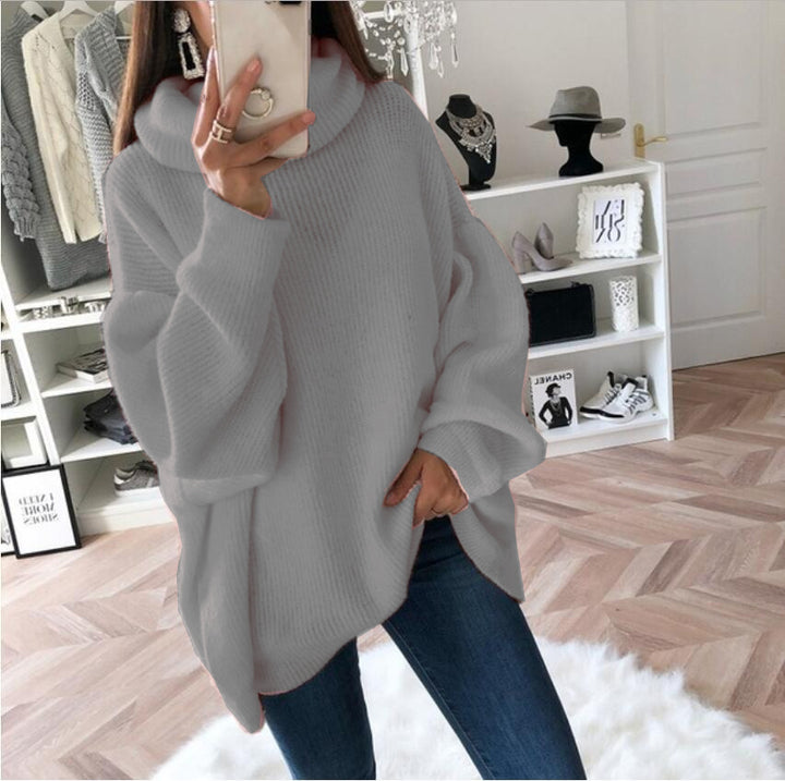 Damen Großer Strickpullover mit hohem Kragen und lässigem Schnitt Drune