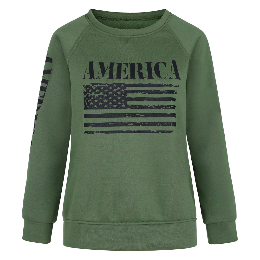 Damen Sweatshirt mit Raglanärmeln und Vintage‑Flaggenprint Drune