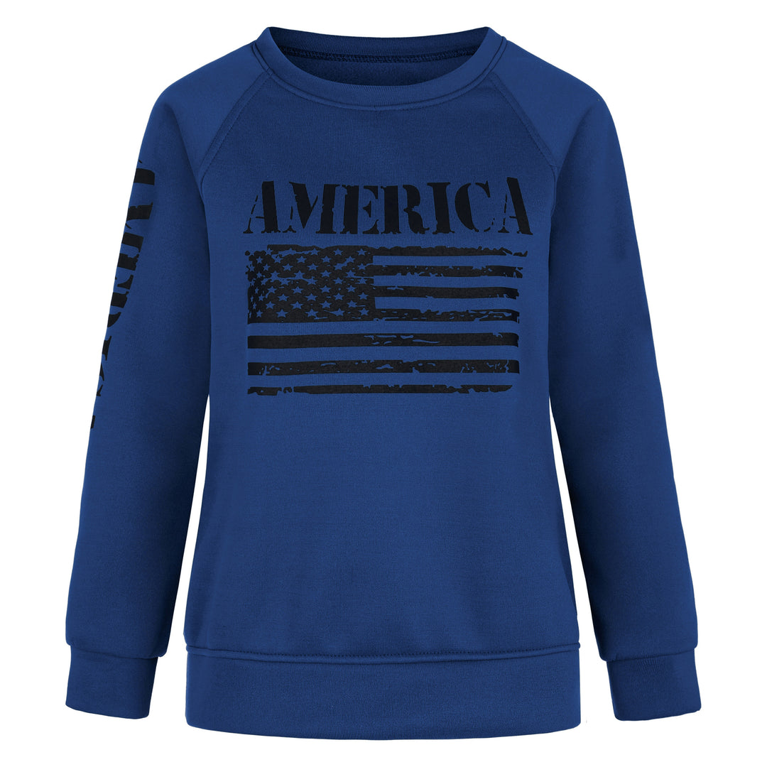 Damen Sweatshirt mit Raglanärmeln und Vintage‑Flaggenprint Drune