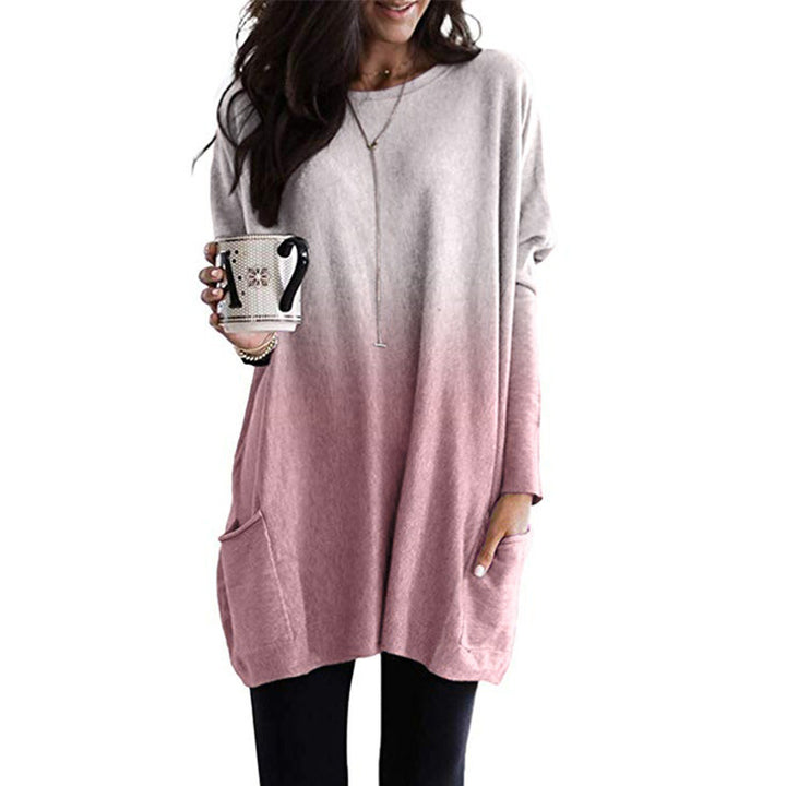 Damen nan oversized Ombre Stricktunika mit seitlichen Einschubtaschen und Rundhalsausschnitt Drune