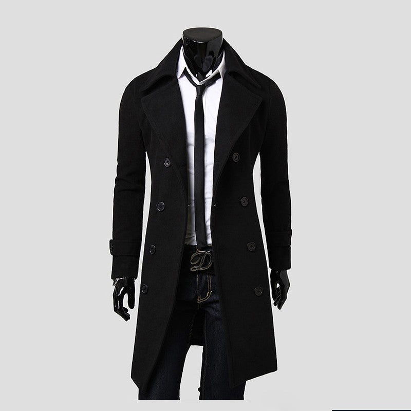 Herren nan eleganter doppelreihiger Mantel mit schmaler Taillierung und breitem Revers Drune