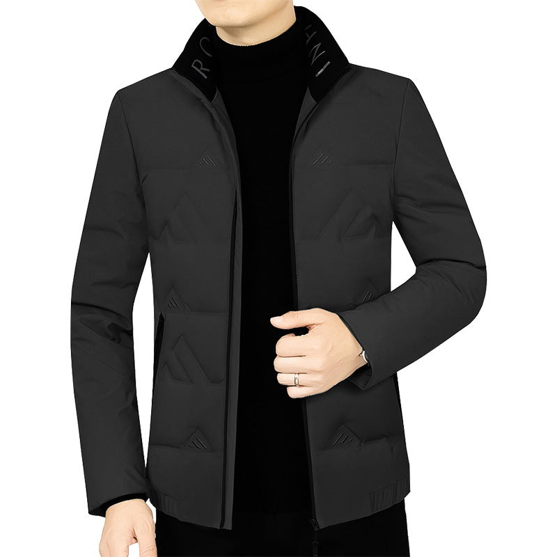 Herren Wattierte Stehkragenjacke mit geometrischer Steppung Drune