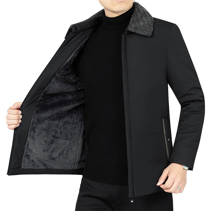 Herren Wattierte Winterjacke mit weichem Plüschfutter, Stehkragen und schmaler Steppung Drune