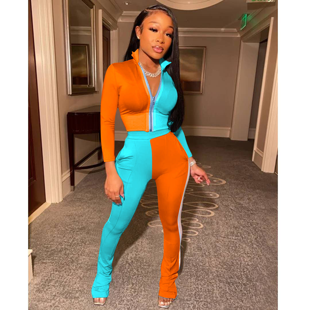 Damen Jumpsuit mit hohem Kragen und eleganten Seitenschlitzen Drune