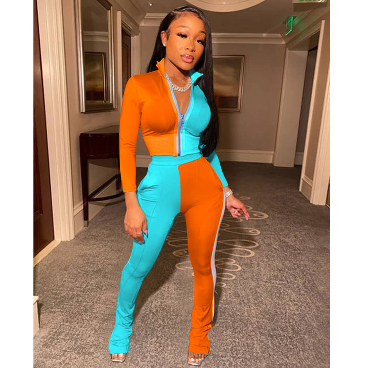 Damen Jumpsuit mit hohem Kragen und eleganten Seitenschlitzen Drune