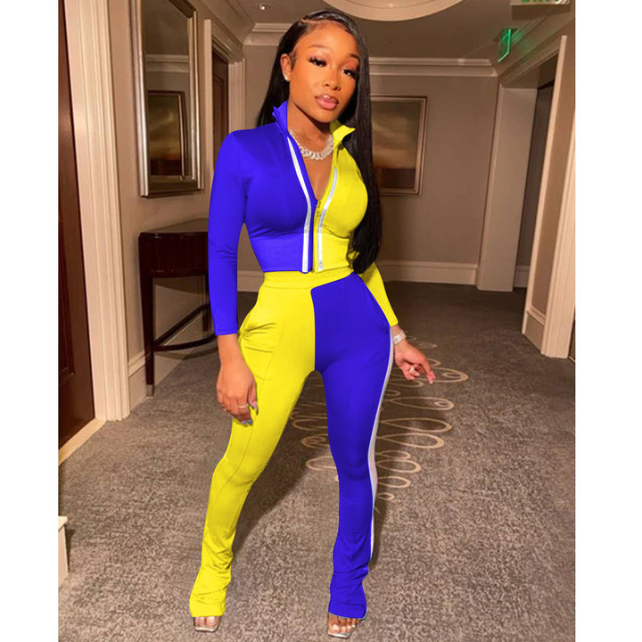 Damen Jumpsuit mit hohem Kragen und eleganten Seitenschlitzen Drune