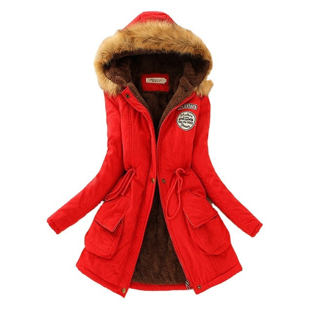 Damen Gefütterter Parka mit Kunstfellkapuze und Teddyfutter Drune
