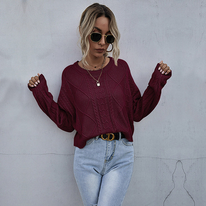 Damen Oversize Zopfstrickpullover mit Ajourdetails Drune