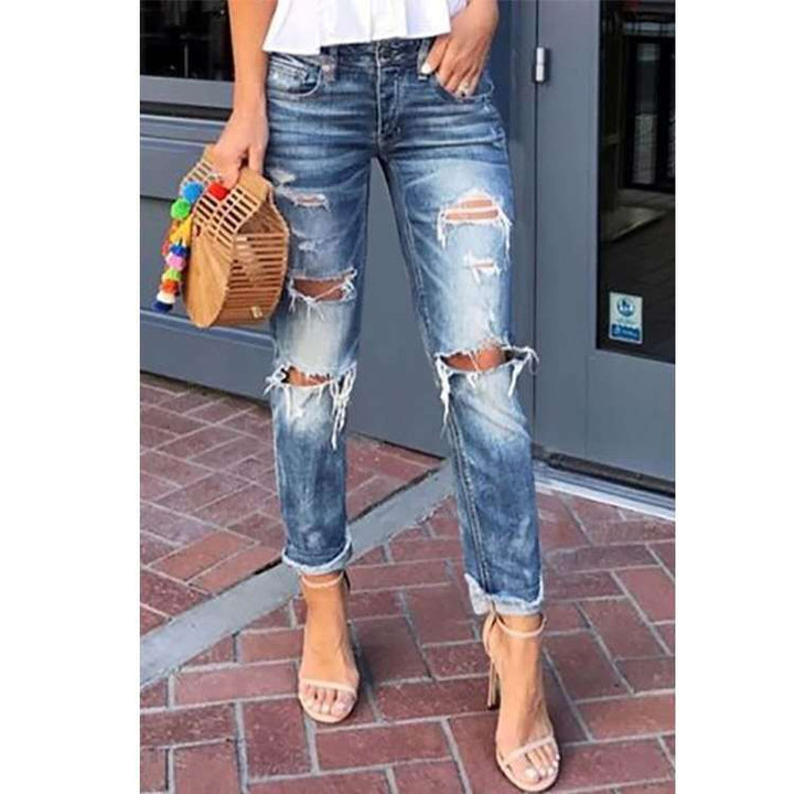 Damen Destroyed Jeans im Boyfriend-Stil Drune