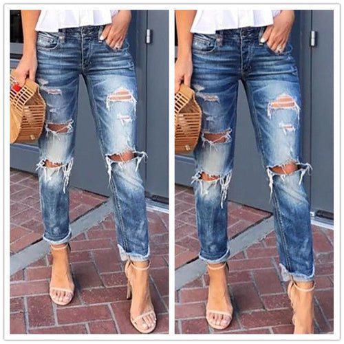 Damen Destroyed Jeans im Boyfriend-Stil Drune