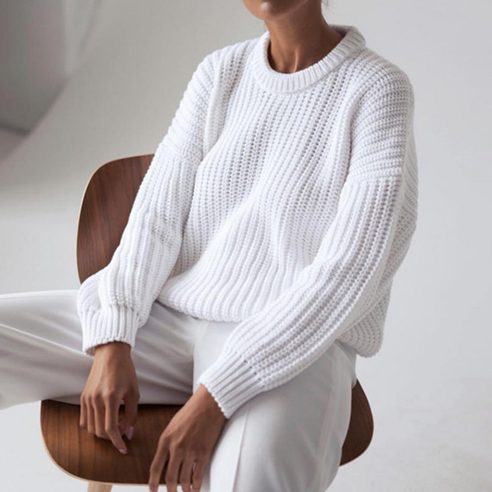 Damen Grobstrickpullover mit lässigem Schnitt und weitem Kragen Drune