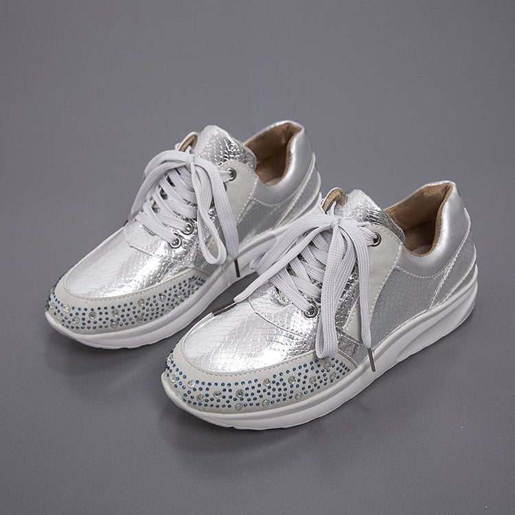 Damen Sportliche Sneakers mit Glitzerelementen und ergonomischer Sohle Drune
