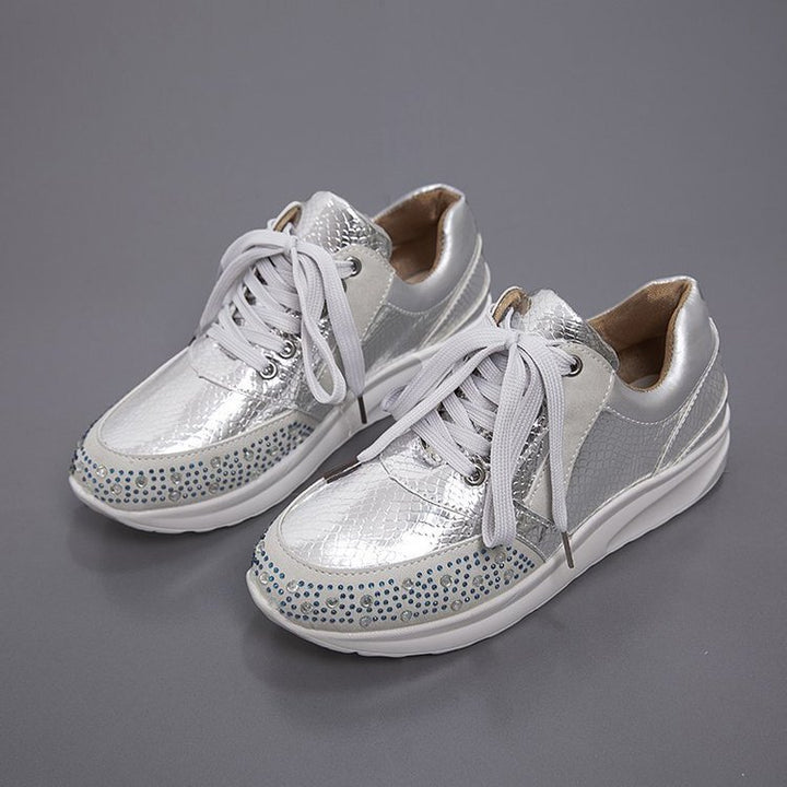 Damen Sportliche Sneakers mit Glitzerelementen und ergonomischer Sohle Drune