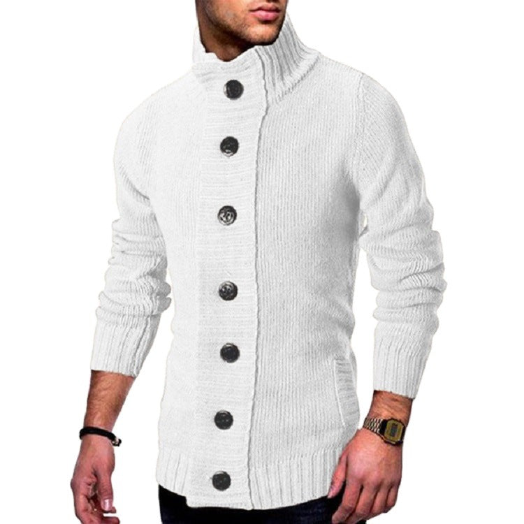 Herren Strickcardigan mit hohem Knopfkragen und figurbetontem Schnitt Drune