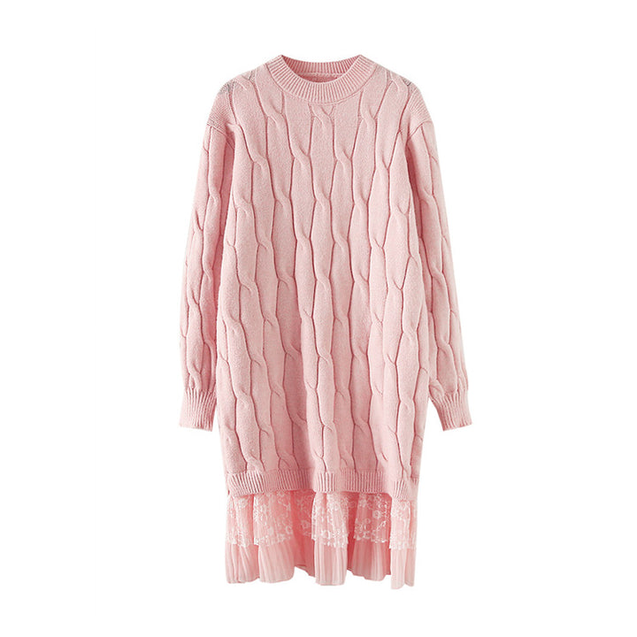 Damen Strickkleid mit schickem Chiffon-Unterrock Drune