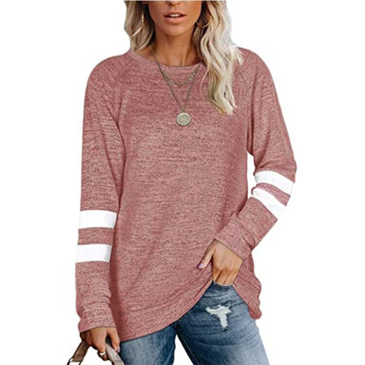 Damen lässiges Langarmshirt mit kontrastierenden Ärmeldetails Drune