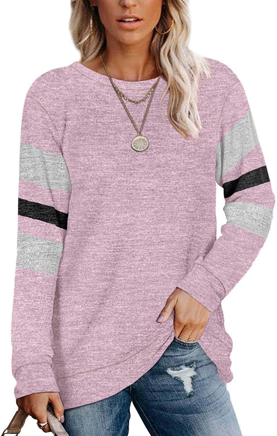 Damen lässiges Langarmshirt mit kontrastierenden Ärmeldetails Drune