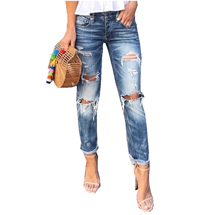 Damen Destroyed Jeans im Boyfriend-Stil Drune
