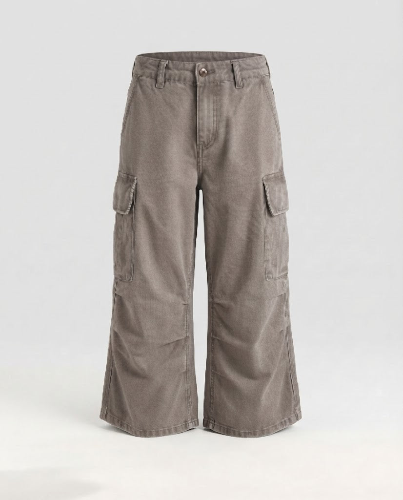 Damen Cargo-Culotte mit weitem Bein, tief sitzendem Bund und aufgesetzten Taschen Drune