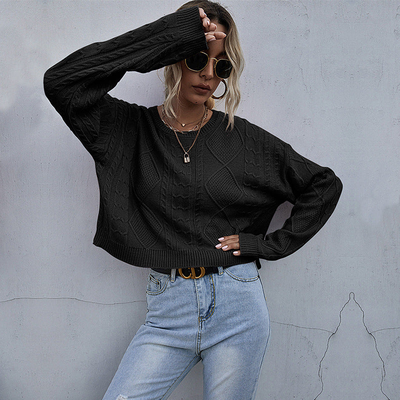 Damen Oversize Zopfstrickpullover mit Ajourdetails Drune