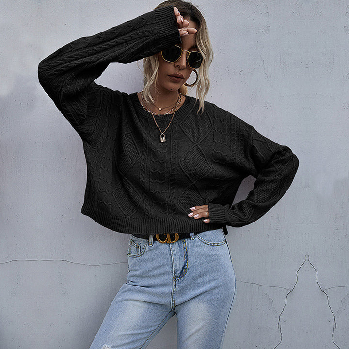 Damen Oversize Zopfstrickpullover mit Ajourdetails Drune