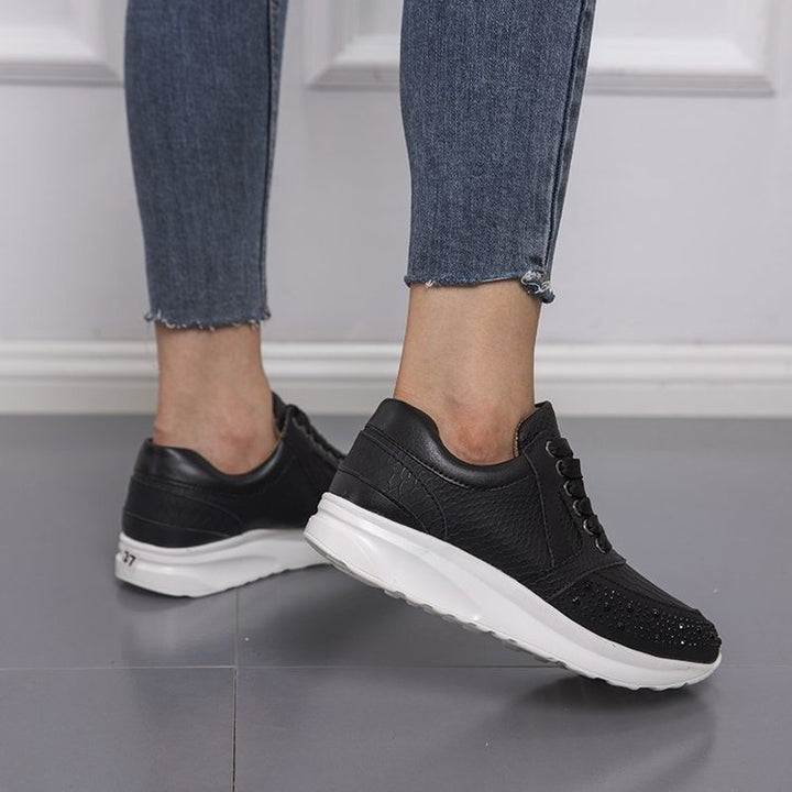 Damen Sportliche Sneakers mit Glitzerelementen und ergonomischer Sohle Drune