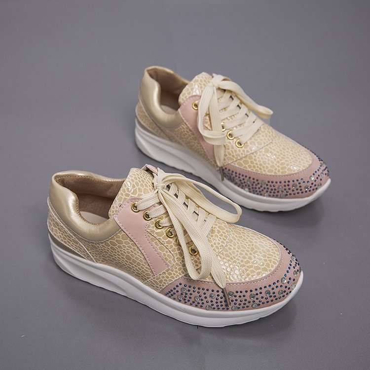 Damen Sportliche Sneakers mit Glitzerelementen und ergonomischer Sohle Drune