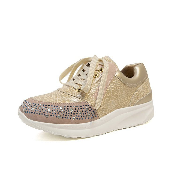 Damen Sportliche Sneakers mit Glitzerelementen und ergonomischer Sohle Drune