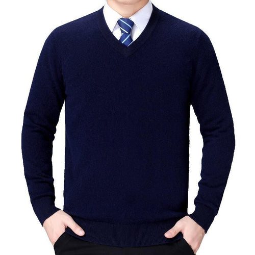 Herren V-Ausschnitt Strickpullover aus weichem Baumwollmix Drune