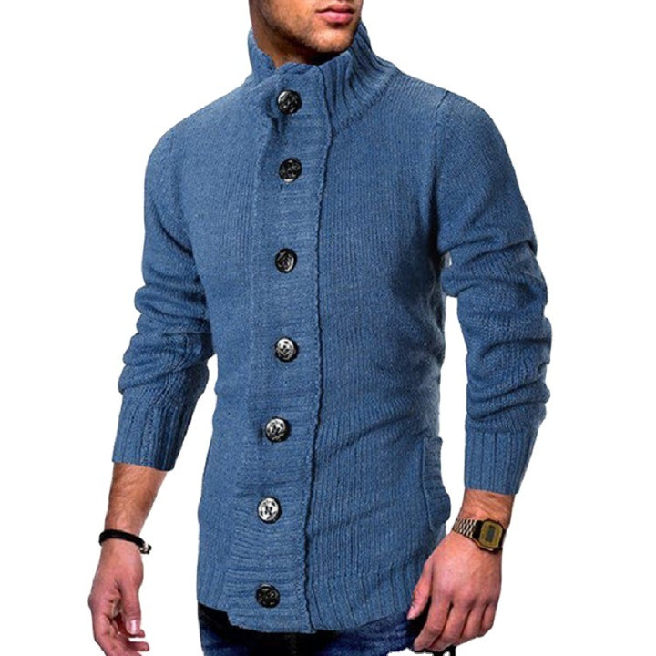 Herren Strickcardigan mit hohem Knopfkragen und figurbetontem Schnitt Drune