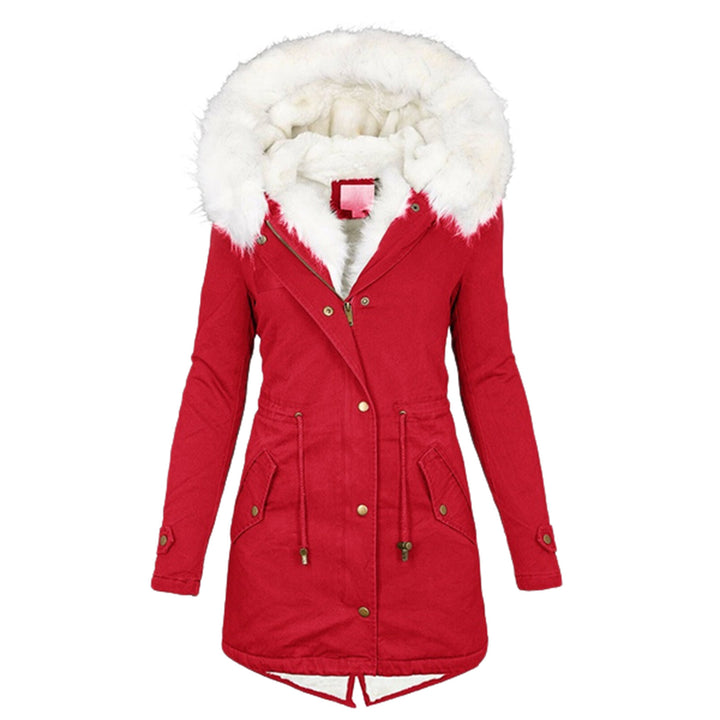 Damen Gefütterter Parka-Mantel mit Teddyfutter, abnehmbarer Kunstfellkapuze und Taillenzug Drune