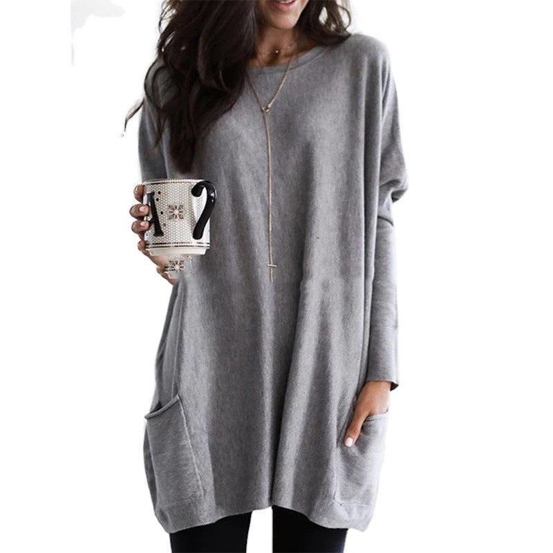 Damen nan oversized Longshirt mit Kontrastblock und aufgesetzten Taschen Drune