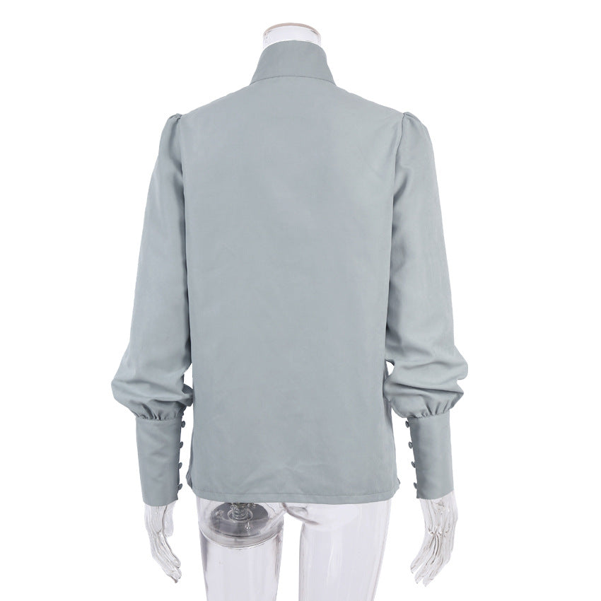 Drune | Viktorianisch Inspirierte Bluse mit Hohem Kragen