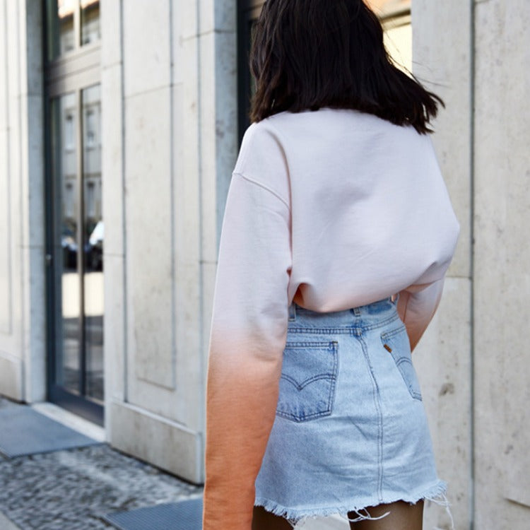 Damen Oversize Dip‑Dye Sweatshirt mit Farbverlauf und geradem Saum Drune