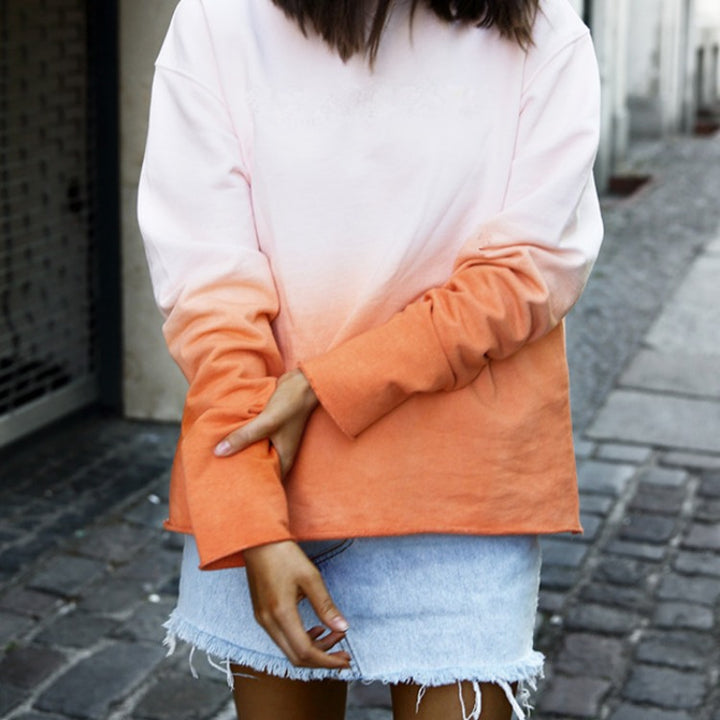 Damen Oversize Dip‑Dye Sweatshirt mit Farbverlauf und geradem Saum Drune