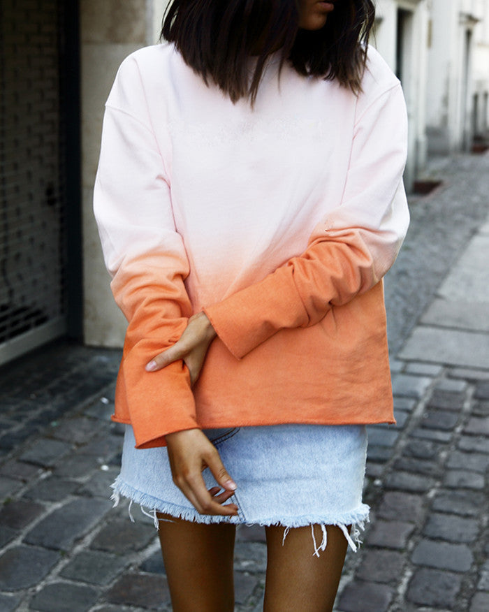 Damen Oversize Dip‑Dye Sweatshirt mit Farbverlauf und geradem Saum Drune