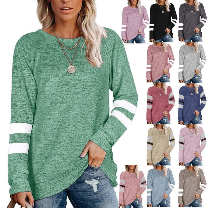 Damen lässiges Langarmshirt mit kontrastierenden Ärmeldetails Drune