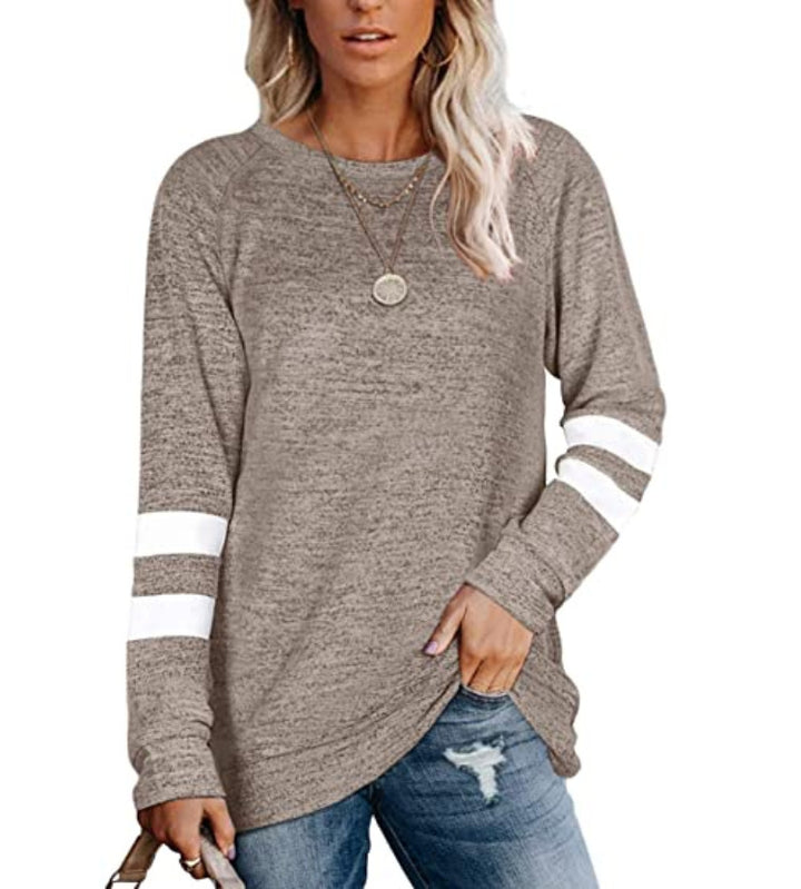Damen lässiges Langarmshirt mit kontrastierenden Ärmeldetails Drune