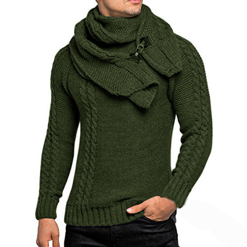 Herren Grobstrickpullover mit praktischem Schal Drune