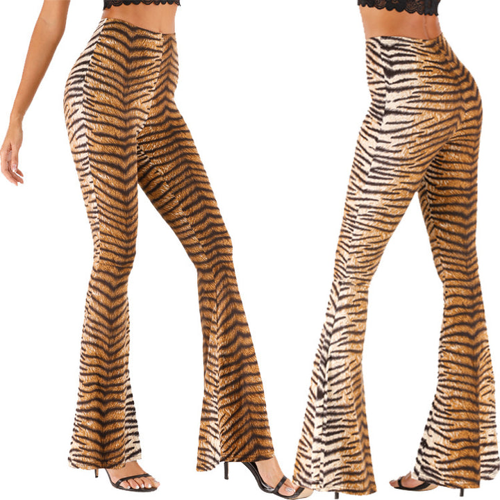 Damen Flared Leggings mit Tigerprint Drune